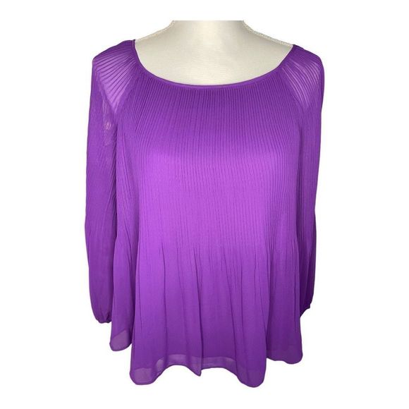 Inc international concepts women’s purple cold shoulder blouse petite small - Picture 1 of 4